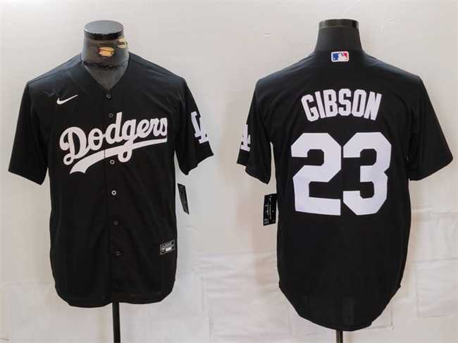 Men%27s Los Angeles Dodgers #23 Kirk Gibson Black Cool Base Stitched Baseball Jersey->kansas city royals->MLB Jersey